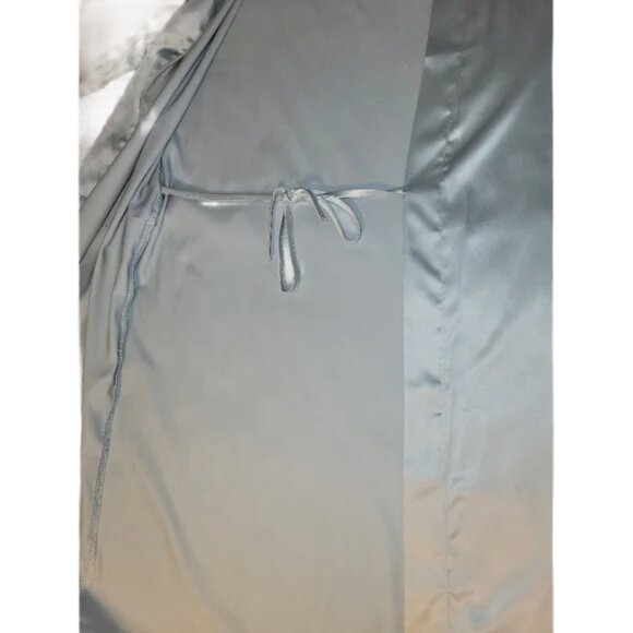 "Mother Of The Groom" Light Blue Satin Kimono with Gold Glitter Writing One Size - Picture 12 of 16